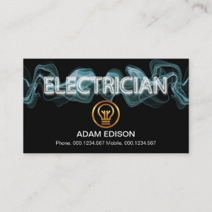 Carte De Visite Électricien d'éclairage électrique bleu lumineu
