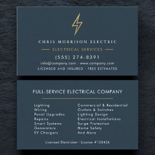 Carte De Visite Électricien – Entreprise Électrique Bleue Professi