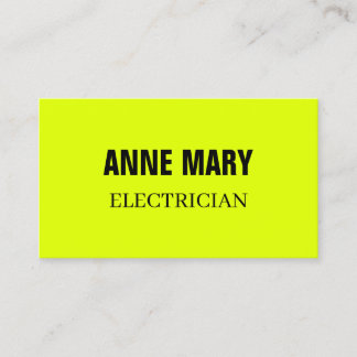 Carte De Visite Électricien Fluorescent Néon Jaune Électricité