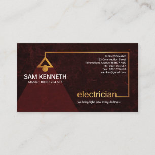 Carte De Visite Électricien grunge rouge élégant grand d'art d'