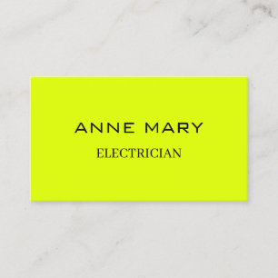 Carte De Visite  Électricien Jaune Néon Électricité Fluorescent 