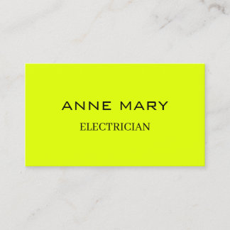 Carte De Visite  Électricien Jaune Néon Électricité Fluorescent 