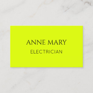 Carte De Visite Électricien Jaune Néon Électricité Moderne Élégant