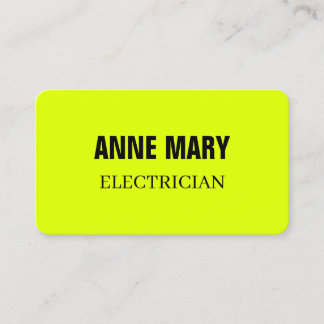 Carte De Visite Électricien Néon Jaune Fluorescent Électricité