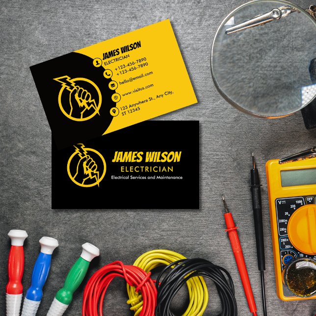 Carte De Visite Electricien professionnel moderne et personnalisab (Créateur téléchargé)