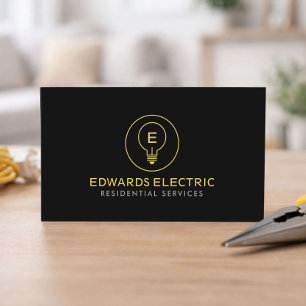 Carte De Visite Électricien résidentiel logo minimal noir