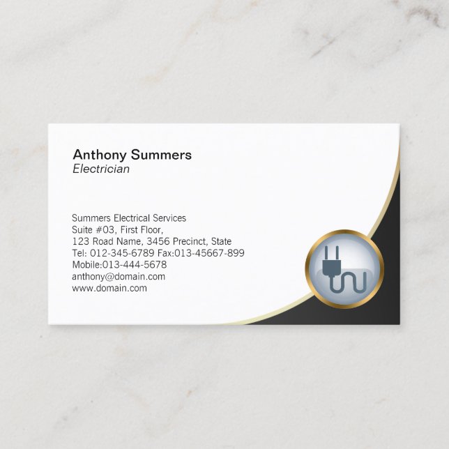 Carte de visite électrique de l'icône de prise éle (Devant)