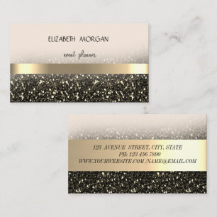 Carte De Visite Elegan Modern Glittery Bokeh, Gold Stripes
