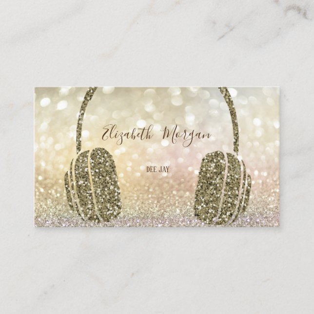 Carte De Visite Elegan Parties scintillant casque DJ Bokeh (Devant)