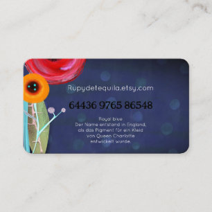 Carte De Visite Élégance bleu bouquet azur fleuri