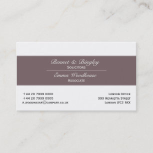 Carte De Visite Élégance classique Heather et blanc