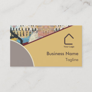 Carte De Visite Élégance neutre Accents Abstraits Logo Code QR