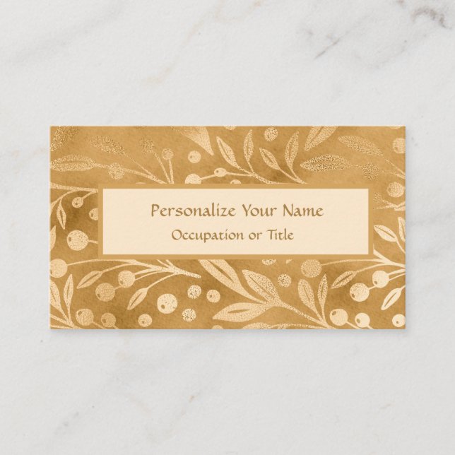 Carte De Visite Élégance Simple Gold Foliage Style Luxe (Devant)