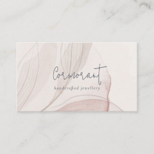Carte De Visite Elégant Abstrait Blush Watercolor Foliage