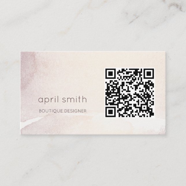 Carte De Visite Elégant Abstrait Gold Purple Aquarelle QR Code (Devant)