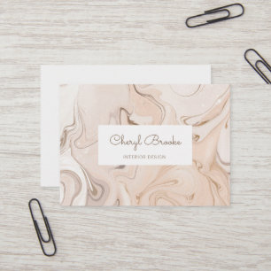 Carte De Visite Elégant Abstrait Marbre Blush Cream Or