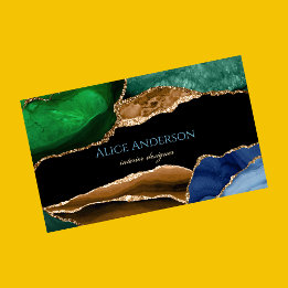 Carte De Visite Elégant Agate Gold Blue Green Designer