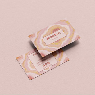 Carte De Visite Élégant Agate rose avec Parties scintillant or - M