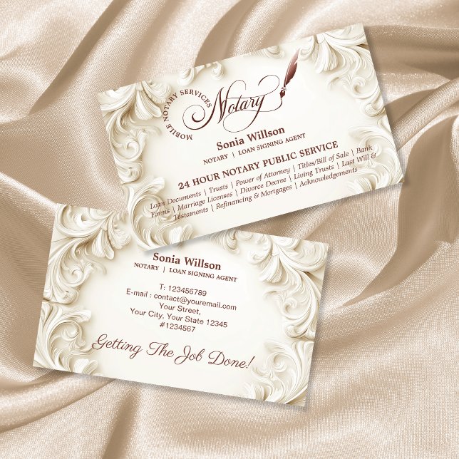 Carte De Visite Élégant agent de signature de prêt public de notai (Créateur téléchargé)