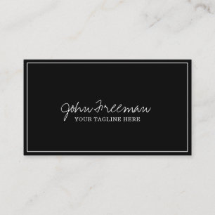 Carte De Visite Élégant agent de signature noir de script blanc