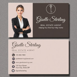 Carte De Visite Élégant agent immobilier photo médias sociaux