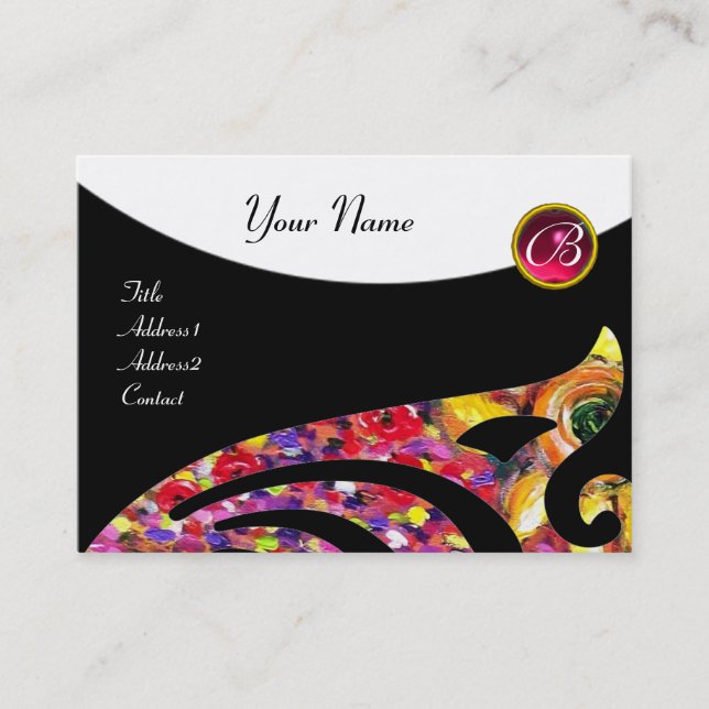 Carte De Visite ÉLÉGANT AILE 2 MONOGRAM, RUBY ROUGE, fuchsia (Devant)