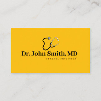 Carte De Visite Elégant Amber Black Texte Général Médecin Docteur