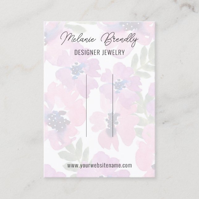 Carte De Visite Elégant aquarelle Floral Clip Display (Devant)