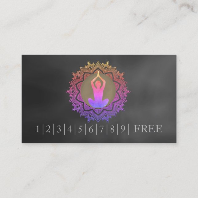 Carte De Visite Élégant aquarelle Mandala YOGA Instructor Logo (Devant)