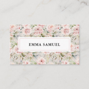 Carte De Visite Elégant Aquarelle Pink Peonies Floral