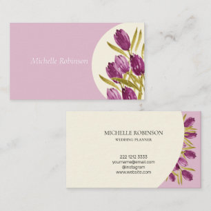 Carte De Visite Elégant Aquarelle Tulip Flowers Professionnel