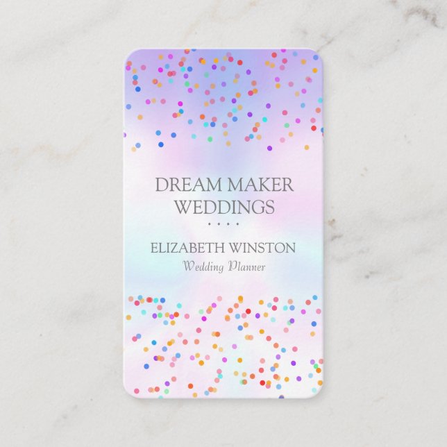 Carte De Visite Élégant arc-en-ciel holographique Confetti (Devant)