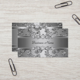 Carte De Visite Élégant Argent Classé Embossé Diamant Image