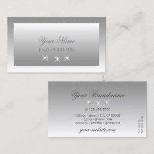Carte De Visite Elégant Argent Gris Blanc Ombre Bijoux étincelants