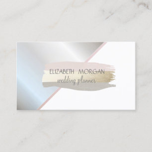 Carte De Visite Élégant Argent, Gris, Pinceau Pink Foil