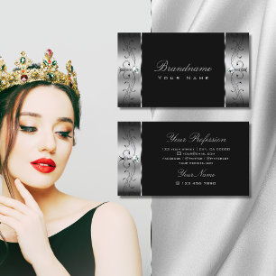 Carte De Visite Élégant Argent Noir Squigglé Bijoux Ornementaux