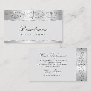 Carte De Visite Élégant Argent Orné Diamants Étincelants