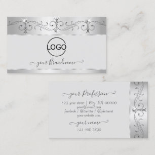 Carte De Visite Élégant Argent Orné Diamètre d'étincelle avec logo
