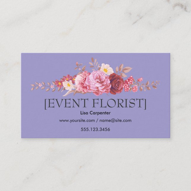 Carte De Visite Élégant arrangement de Fleur Rouge Rose (Devant)