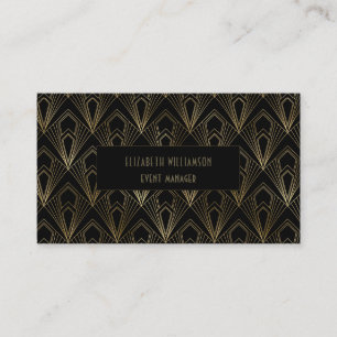 Carte De Visite Élégant Art Déco Professionnel   Noir et or