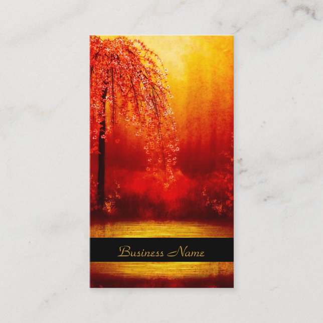 Carte de visite Elegant Asiatique Scène Or Rouge (Devant)