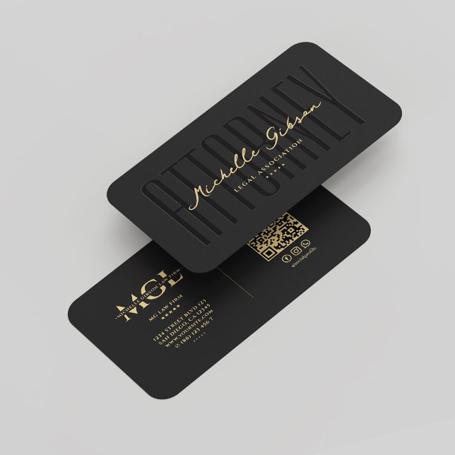 Carte De Visite Elégant avocat moderne Monogram Black Gold (Elegant Modern Attorney Lawyer Monogram Black Gold Business Card
)