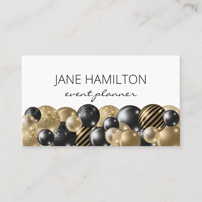 Carte De Visite Élégant ballons de Parties scintillant chic (Devant)