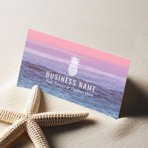 Carte De Visite Elegant Beach Tropical Pineappy Event Planning