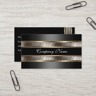 Carte De Visite Elégant Beige Argent Chrome Métal Noir