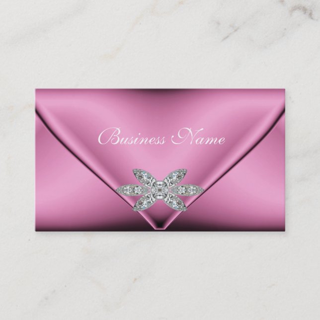 Carte De Visite Élégant bijou diamant rose argent (Devant)