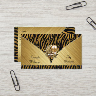 Carte de visite Elegant Bijou d'or Animal noir