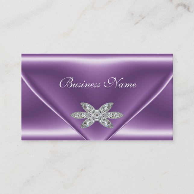 Carte De Visite Élégant bijou en diamant mauve mauve argenté (Devant)