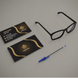 Carte De Visite Elegant Black and Gold Business Card