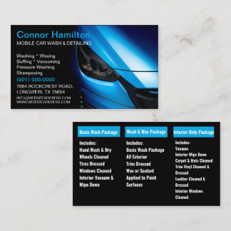 Carte De Visite Élégant Black Blue Mobile Auto Lavage de voiture D